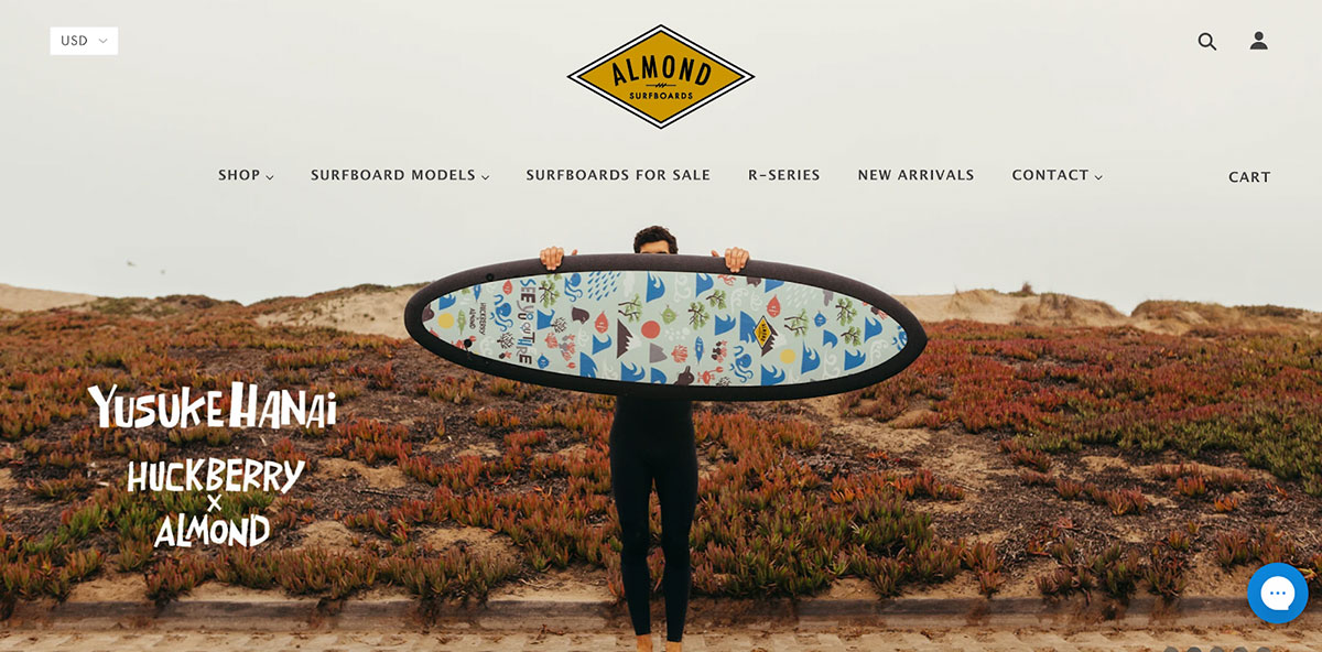 Almond surfboards最好的电商网站设计开发